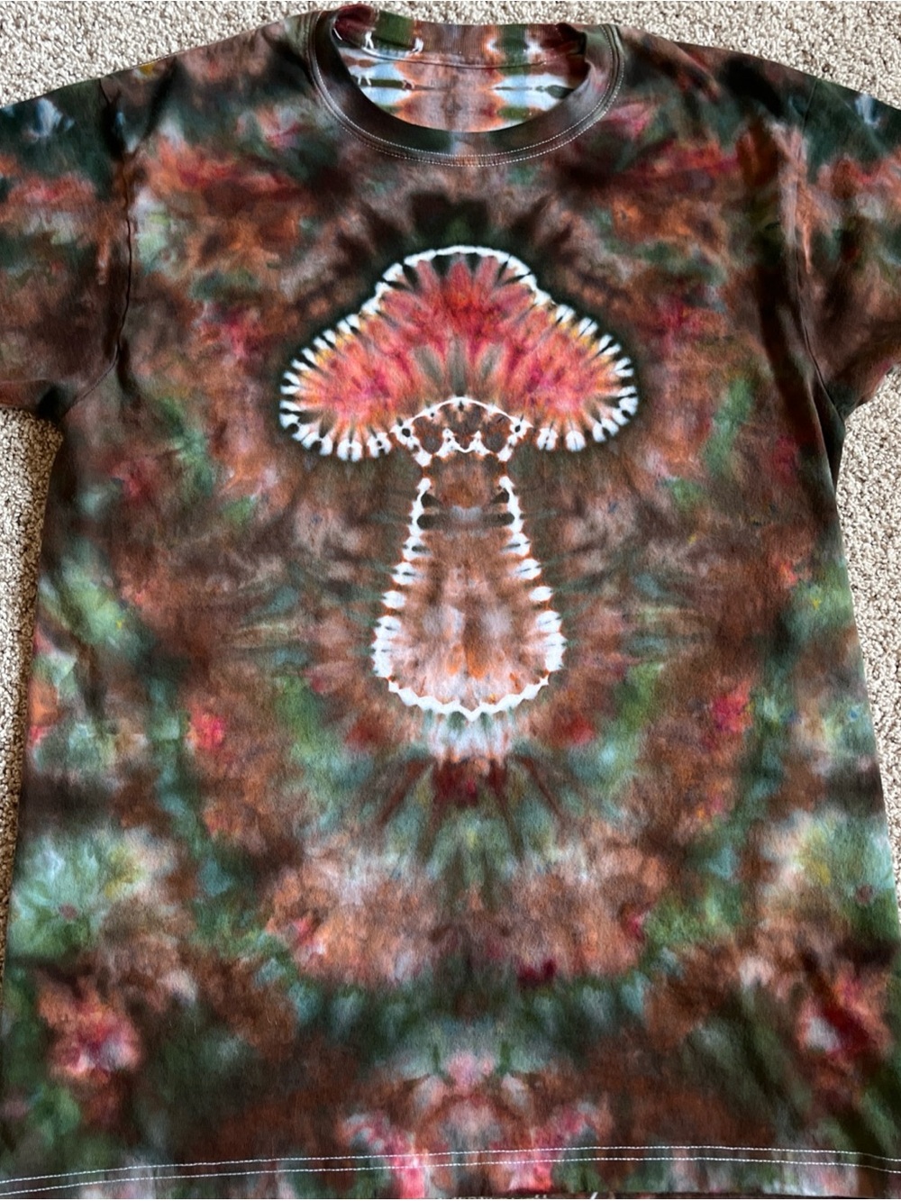 Kirkland Signature Tie-Dye Mushroom Tee in Brown, Green & Rust